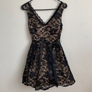B. Darlin Nude/black Lace Dress